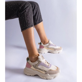 Adidași multicolori cu inserții de sclipici bej 1