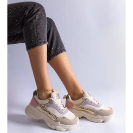 Adidași multicolori cu inserții de sclipici bej 2