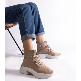 Adidași bej cu o gleznă elastică superioară 1