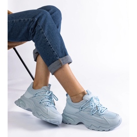 Adidași sport albaștri cu talpă masivă albastru 2