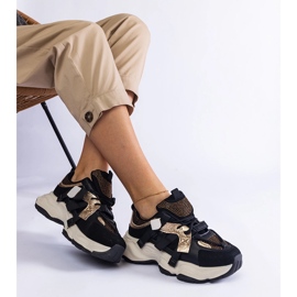 Tenisi negri cu inserții aurii negru 1