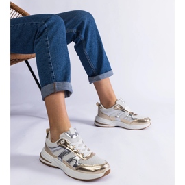 Tenisi sport din material textil cu inserții aurii de aur 1