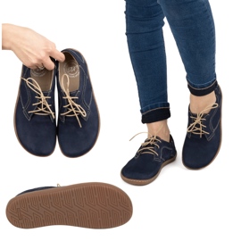 Olivier Pantofi de piele minimalist desculți pentru femei 1082 Navy Nubuk albastru 2