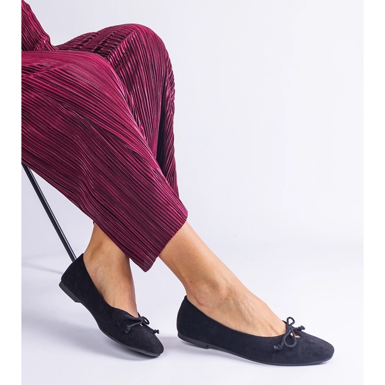 Balerine negre cu un arc decorativ negru 2