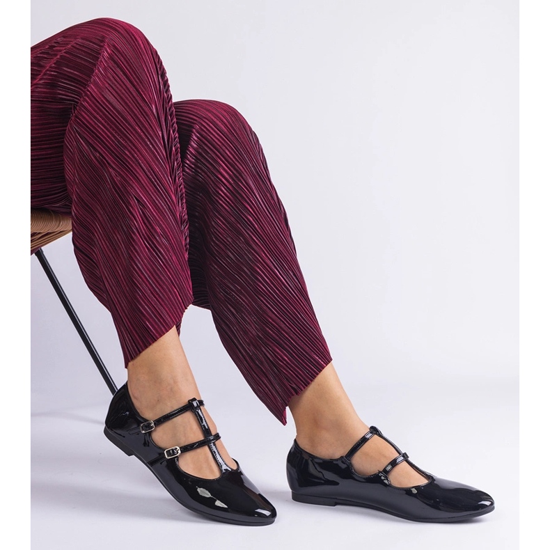 Balerini lacuiti negri cu catarama negru 2 Balerini lacuiti negri cu catarama negru 2