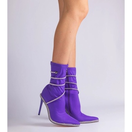 Cizme de satin violet decorate cu zirconi 1