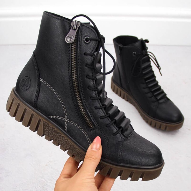 Cizme de piele Rieker pentru femei Y3410-00 Negru 1