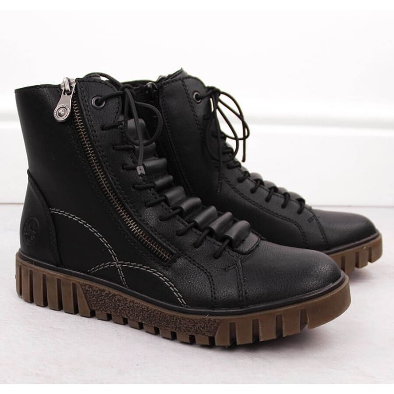 Cizme de piele Rieker pentru femei Y3410-00 Negru 2