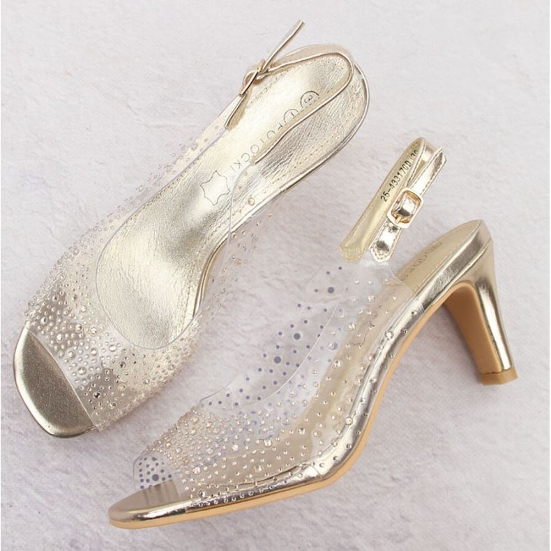 Sandale cu toc înalt Potocki W WS43317 WOL284B de aur 2