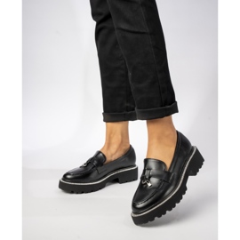 Femei Eco Eco Shears Black Loafers cu Frendzla negru 1 Femei Eco Eco Shears Black Loafers cu Frendzla negru 1
