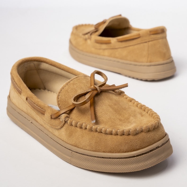 Plăcile de cămilă pentru femei, piele de căprioară cu un arc bej 2