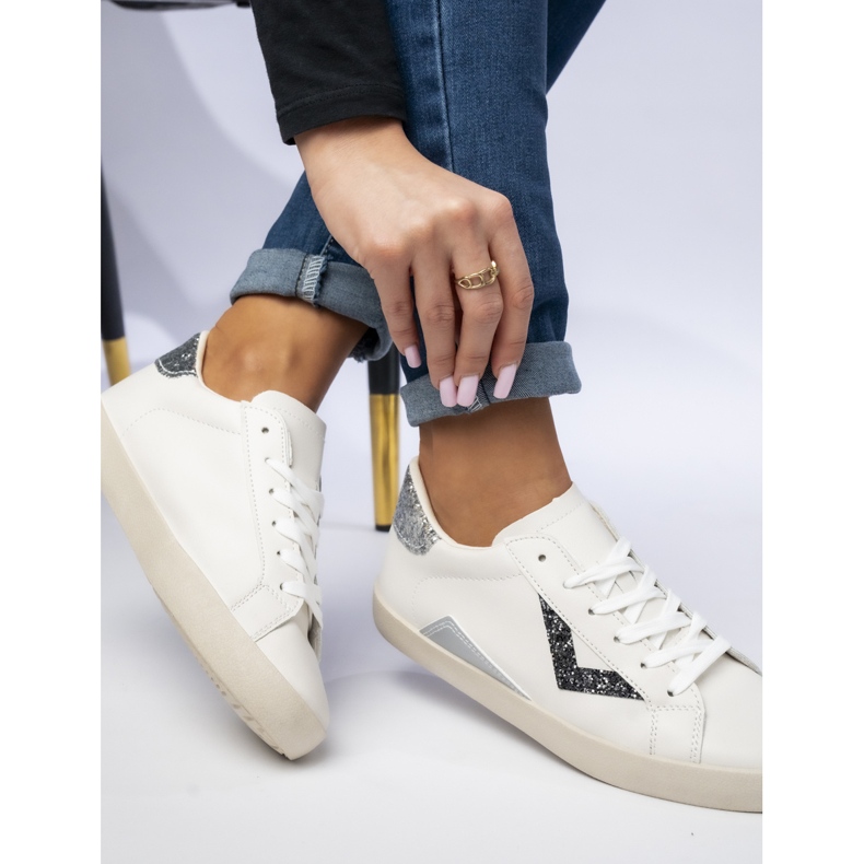 Adidași pentru femei inserții de sclipici negru 1