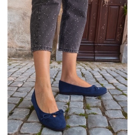 Ballerine albastre bleumarin cu un arc decorativ albastru 1