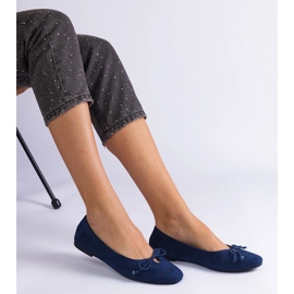 Ballerine albastre bleumarin cu un arc decorativ albastru 3