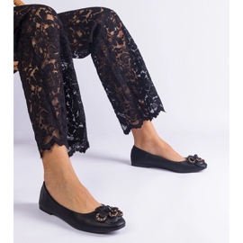 Balerine negre decorate cu o floare negru 1