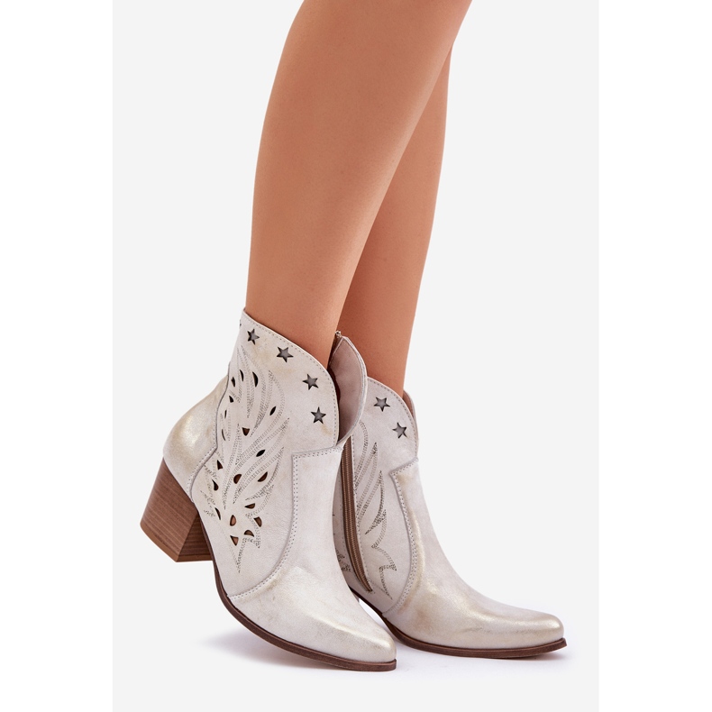 Lewski Shoes Cizme de cowboy din piele deschisă pe Lewski Post 3613 Zloty Wiped de aur 1