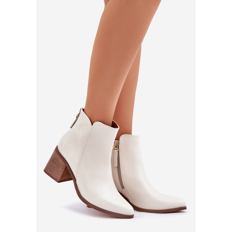 Bots on the Post Natural Leather Zazoo 3673 White alb 1