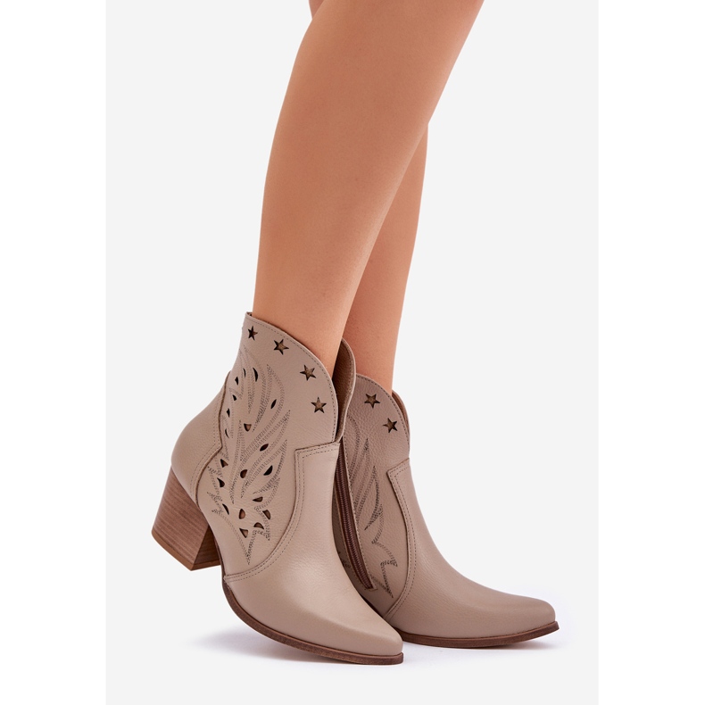 Lewski Shoes Cizme de cowboy din piele deschisă pe Lewski 3613 Pilon Beige Dark bej 1