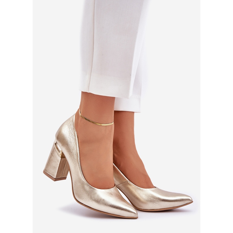 Lewski Shoes Pompe din piele Lewski 3117 Gold Metallic de aur 1