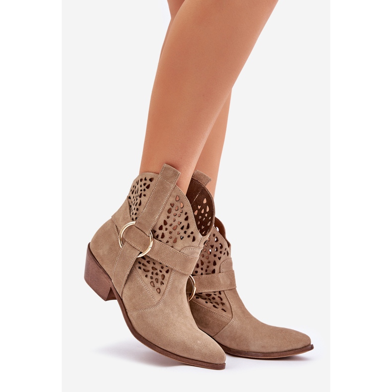 Zazoo 2994 Cizme Cowboy Openwork Beige Openwork bej 1