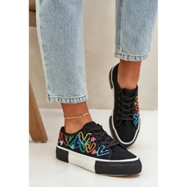 Adidași pentru femei în inimile negre negru 3