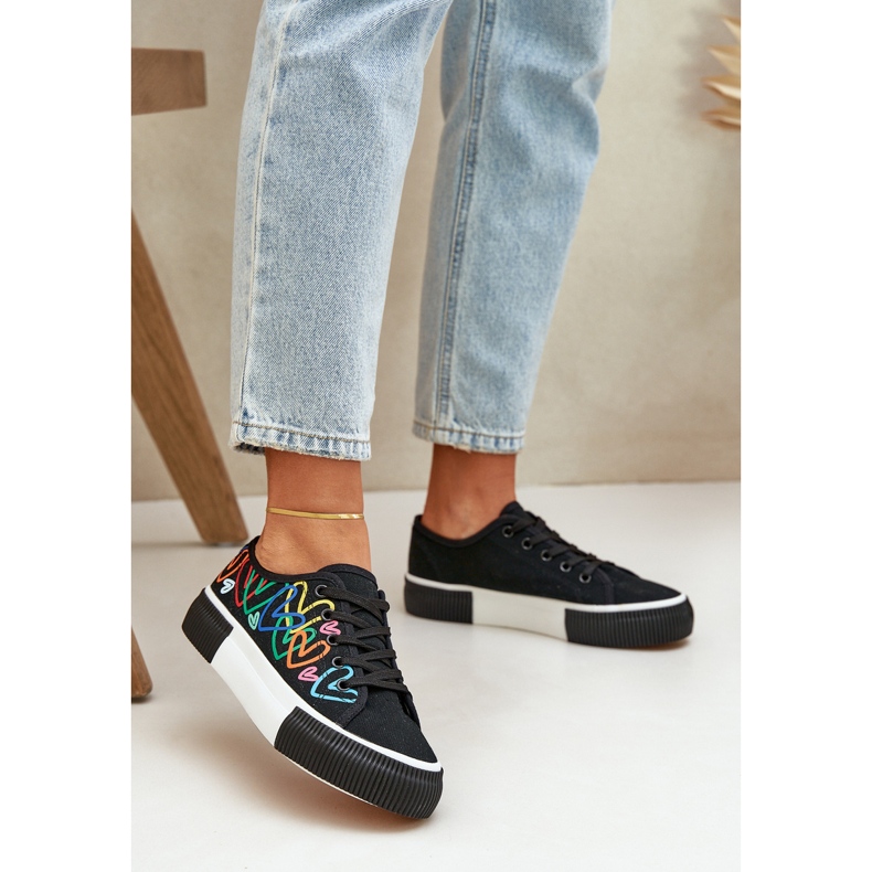 Adidași pentru femei în inimile negre negru 2