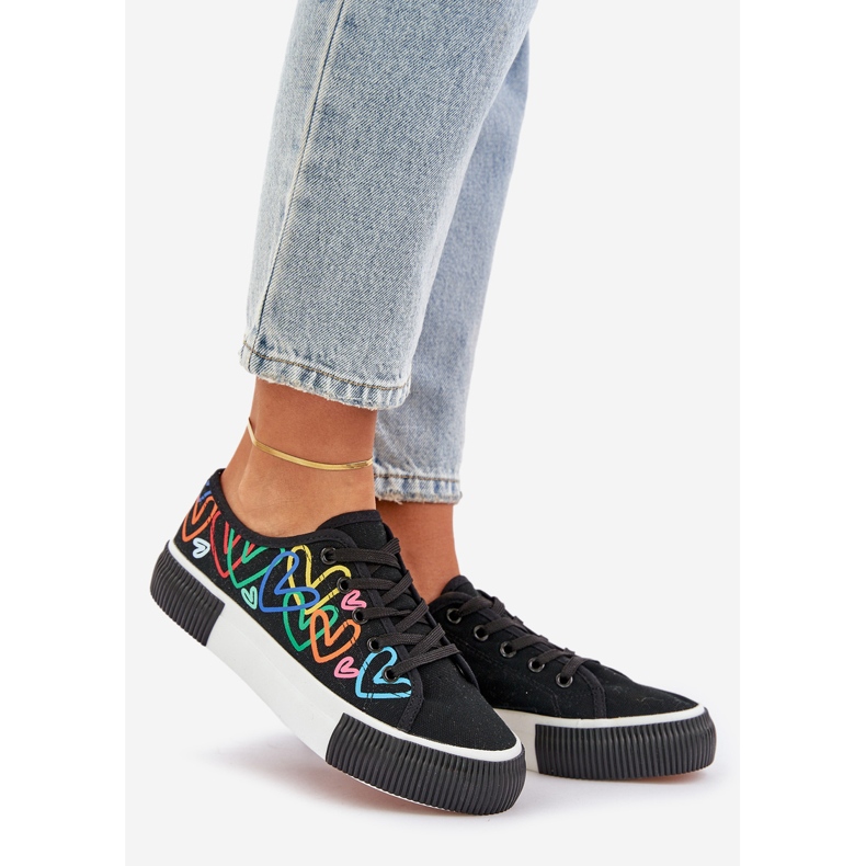 Adidași pentru femei în inimile negre negru 1