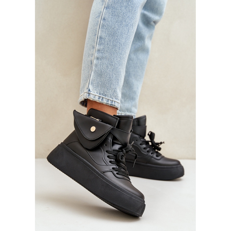 Adidași înalte cu un plic pe platforma neagră negru 2