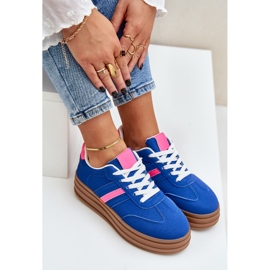 Adidași pentru femei pe platforma albastru-roz 7