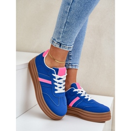 Adidași pentru femei pe platforma albastru-roz 2