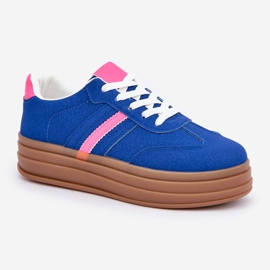 Adidași pentru femei pe platforma albastru-roz 4