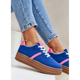 Adidași pentru femei pe platforma albastru-roz 6
