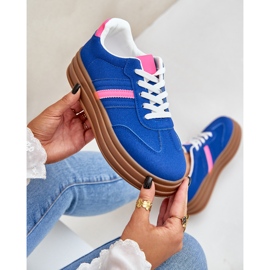 Adidași pentru femei pe platforma albastru-roz 8