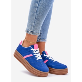 Adidași pentru femei pe platforma albastru-roz 1
