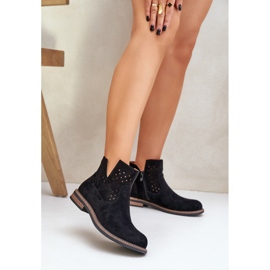 Cizme cu o lacună cu un superior superior al superiorului deschis negru 2