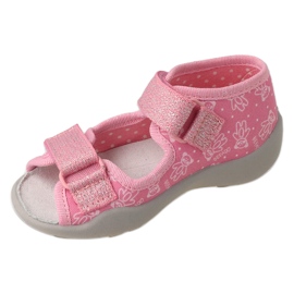 Papuci copii Befado cu velcro, inserție din piele 342P066, roz 1
