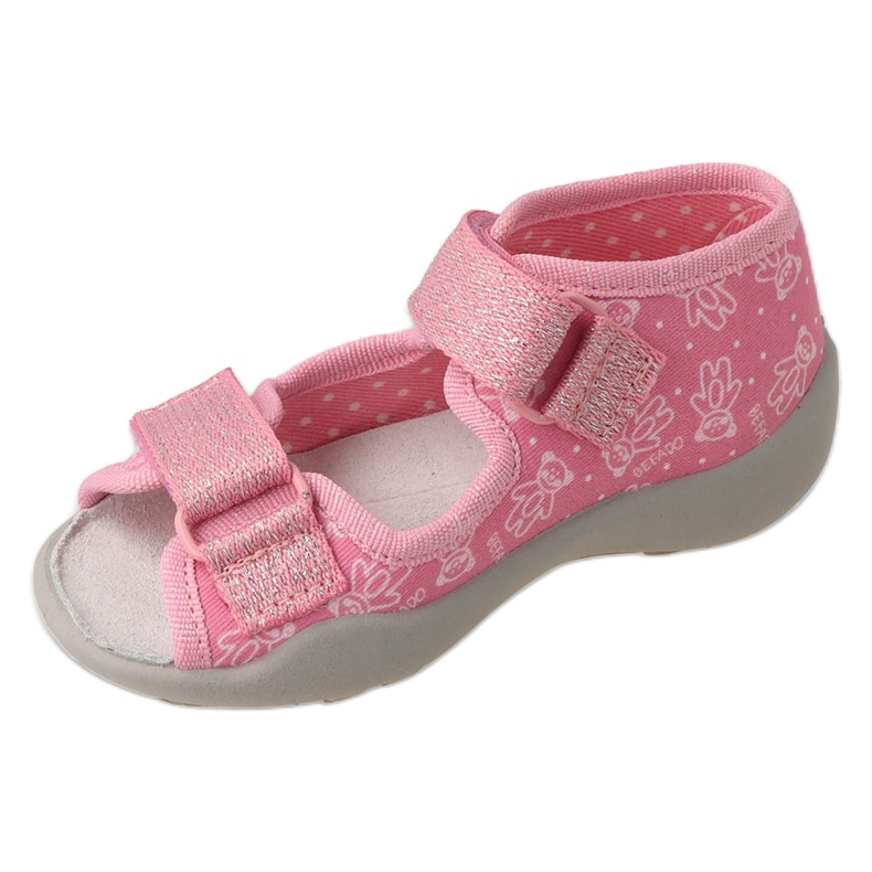 Papuci copii Befado cu velcro, inserție din piele 342P066, roz 1
