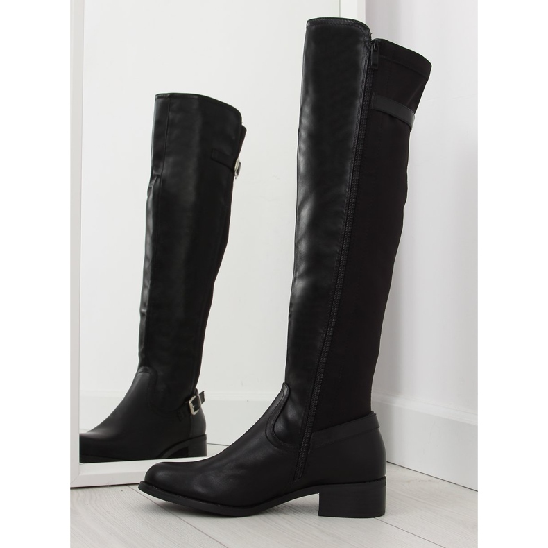 Cizme negre cu partea superioară flexibilă negru 2