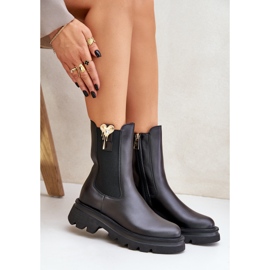 Cizme Chelsea din Piele cu Decorat CheBello 4537 Negru 2