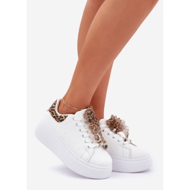 Adidași pentru femei pe platformă cu leopard print alb 1