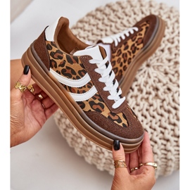 Adidași eleganți de leopard pe platforma maro 2