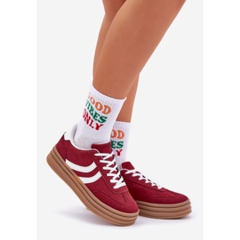 Adidași eleganți pe platforma Burgundy roșu 1