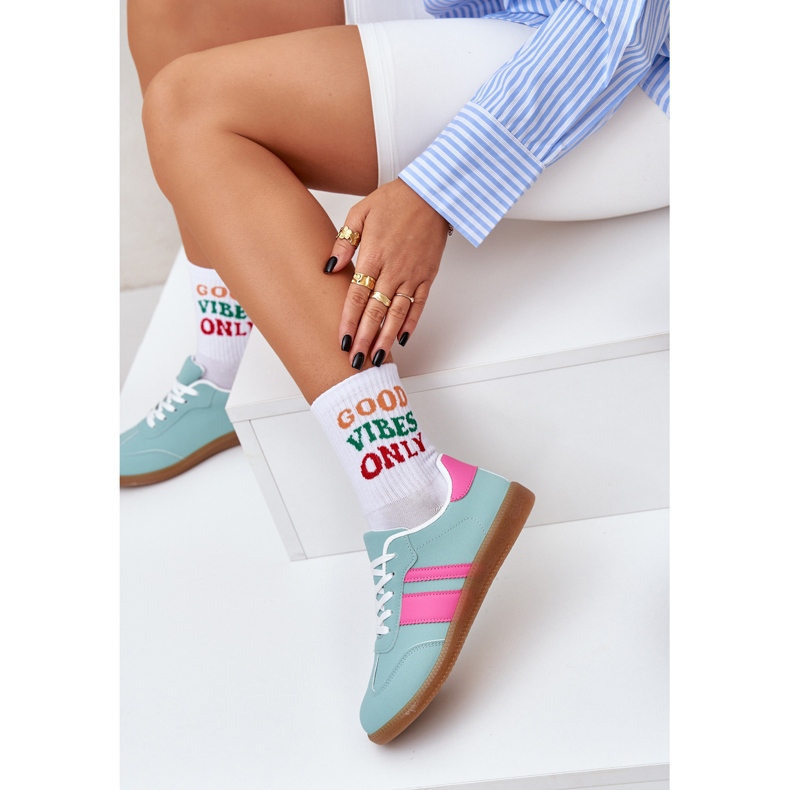 Adidași scăzute pentru femei cu mentă din piele eco verde 2 Adidași scăzute pentru femei cu mentă din piele eco verde 2