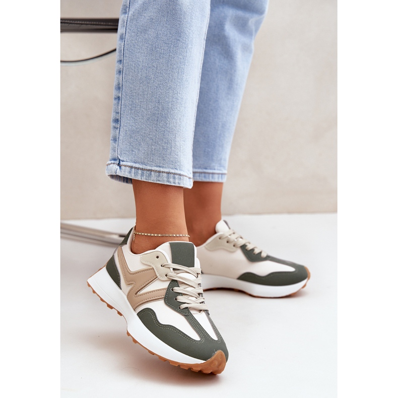 Pantofi sport pentru femei-verzi bej-verzi 2