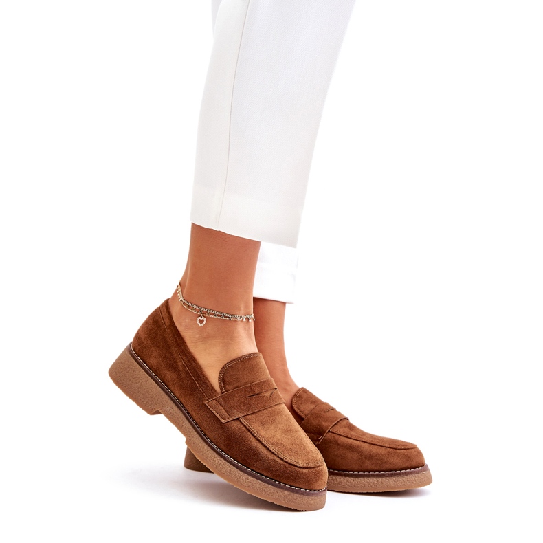 Bellucci Mocasini clasici pentru femei cu Eco Suede Brown maro 1