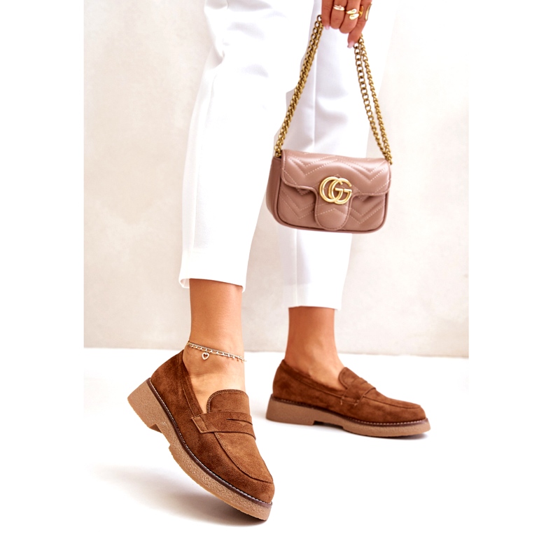 Bellucci Mocasini clasici pentru femei cu Eco Suede Brown maro 2