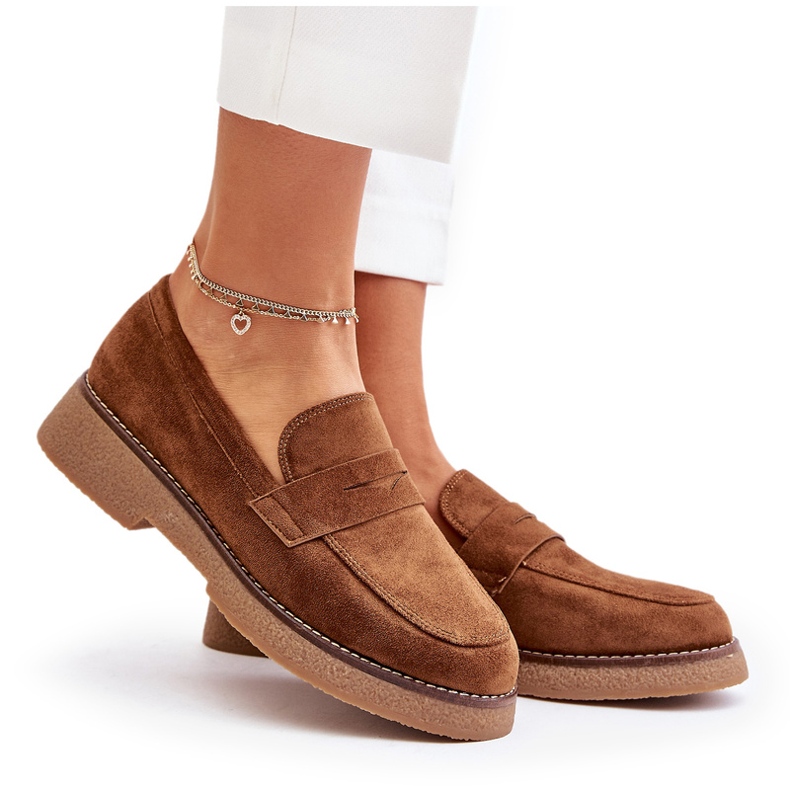 Bellucci Mocasini clasici pentru femei cu Eco Suede Brown maro 5