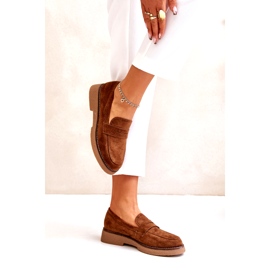 Bellucci Mocasini clasici pentru femei cu Eco Suede Brown maro 3