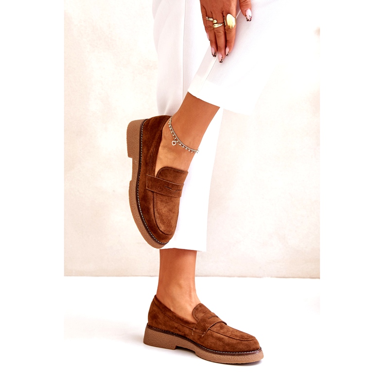 Bellucci Mocasini clasici pentru femei cu Eco Suede Brown maro 3