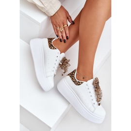 Adidași pentru femei pe platformă cu leopard print alb 9